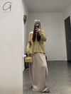 SWAYING 24 Autumn and Winter Wool Velvet Blended Cocoon Long Skirt SW-SW24AW3B12-TUO Camel SW-SW24AW3B11